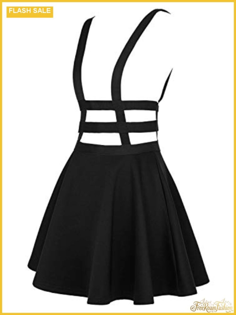Women's High Waist A-Line Suspender Skater Mini Skirt Flared Harness Goth